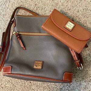 Dooney & Bourke Gray and Tan Crossbody Bag with Wallet
